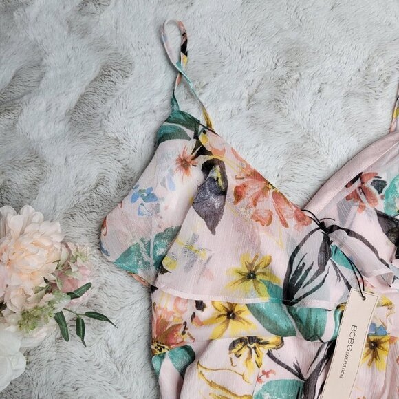 Bcbgeneration Aloha Floral Maxi Dress Pink NWT Size S - Picture 7 of 13